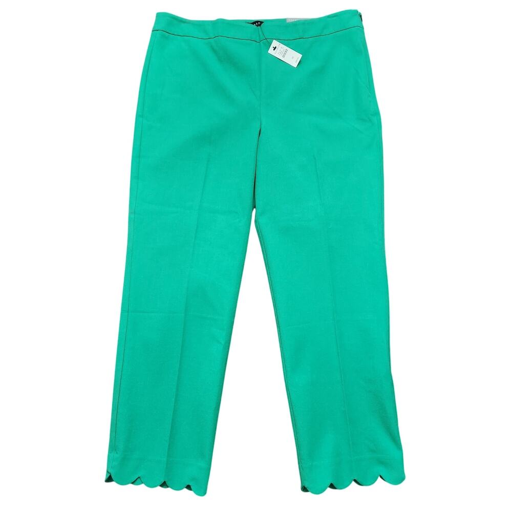 NWT Talbots Chatham Crop Green Scallop Hem Pant Size 10